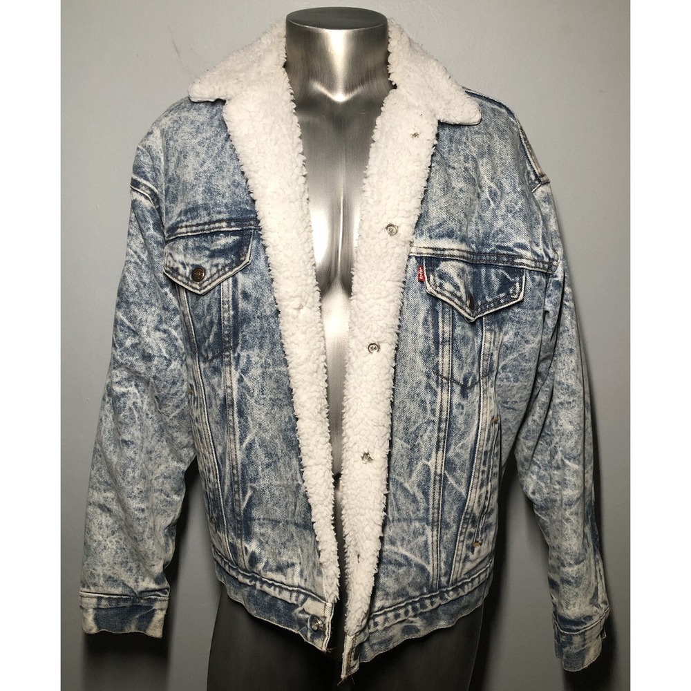 Levi's Jacket Men Size Medium Denim Trucker  Sherpa Lined Made in USA Vintage
